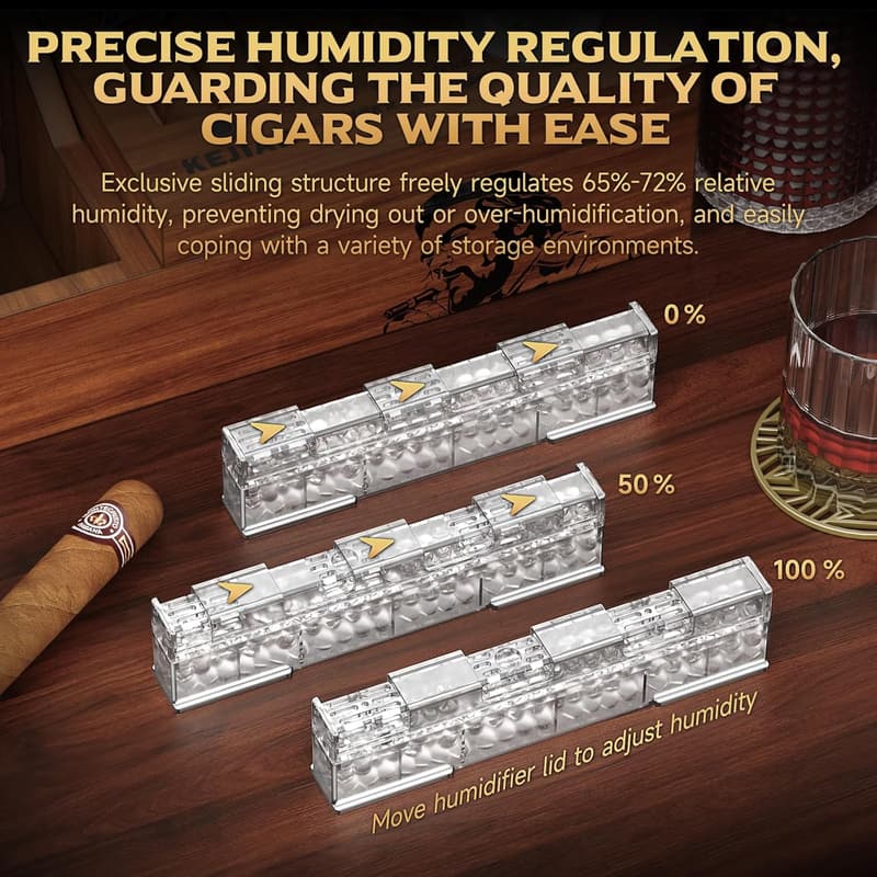 Slide-Controlled Crystal Gel Cigar Humidifier - 2-Piece Set for Men
