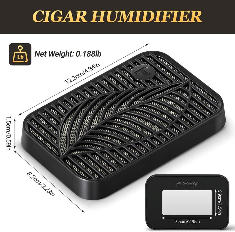 Premium Black Rectangle Cigar Humidor with Humidity Control