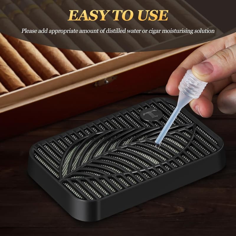 Premium Black Rectangle Cigar Humidor with Humidity Control