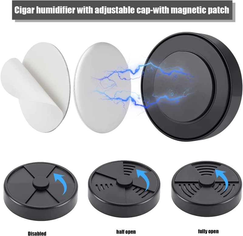Adjustable Black Round Cigar Humidifier