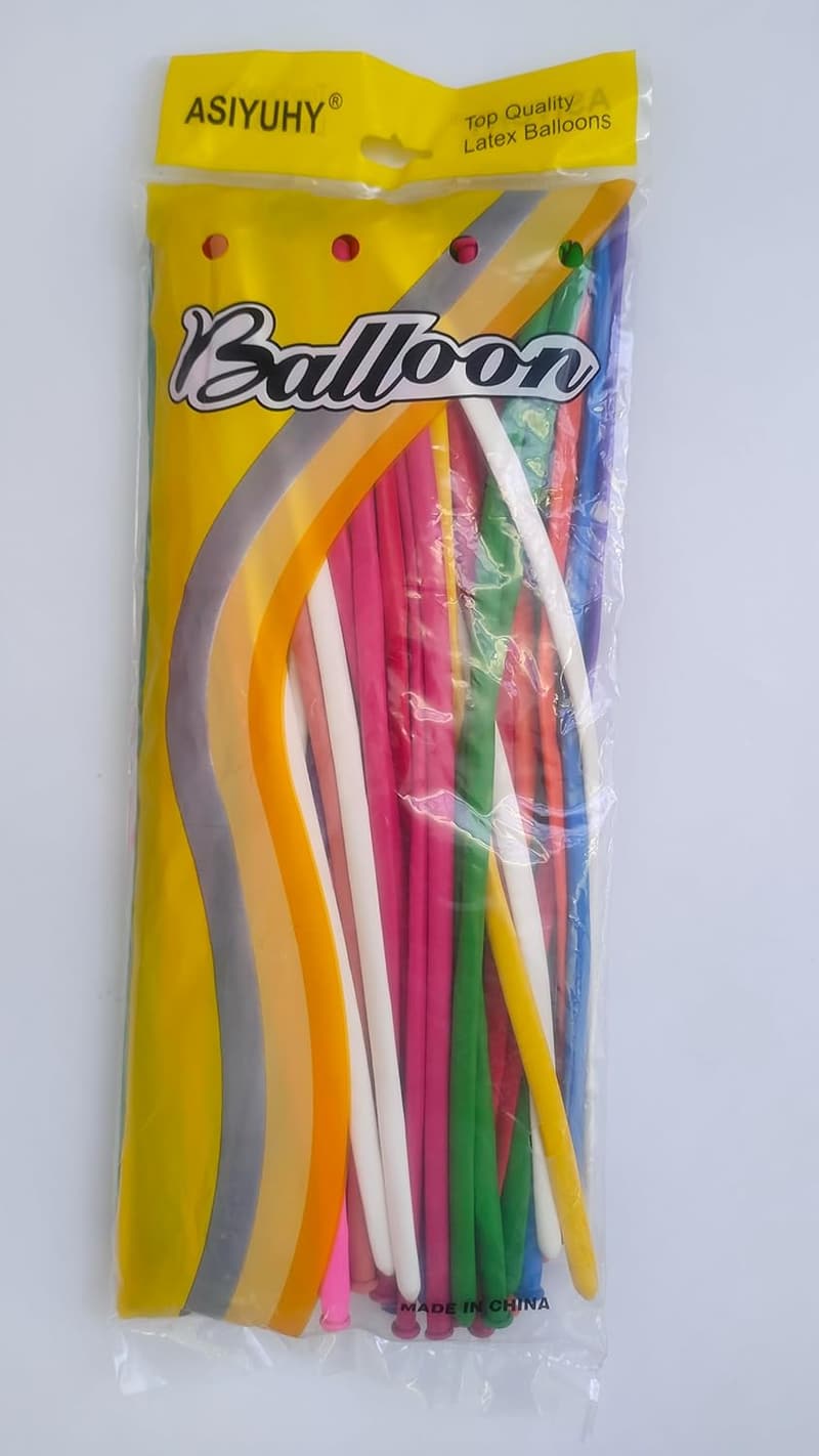 Assorted Long Balloons - 100 Pack for Birthday & Party Decor