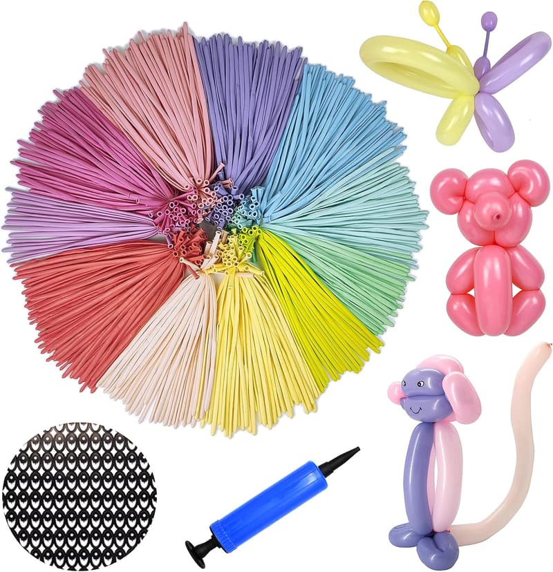 Pastel Latex Twisting Balloons for Birthday Parties - 100 Pack
