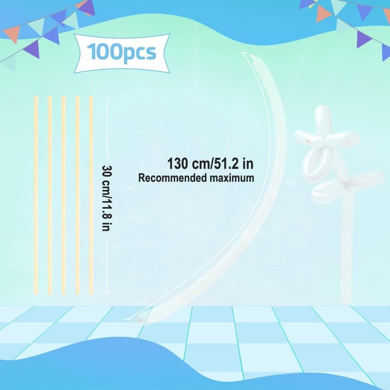 Clear Long Balloons Set – 100 PCS for Kids' Birthday Party