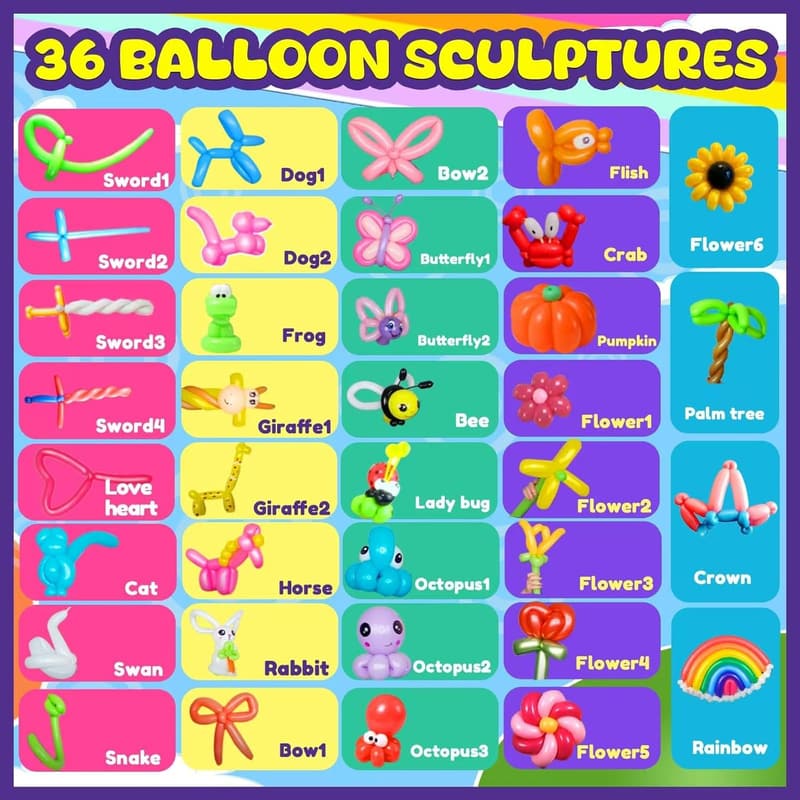 Balloon Animals Kit for Beginners – 160PCS with Pump & Tutorials