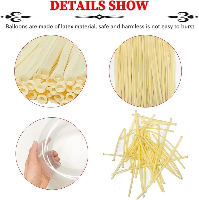 Clear Long Balloons for Kid's Party & Wedding Decorations - 100pcs