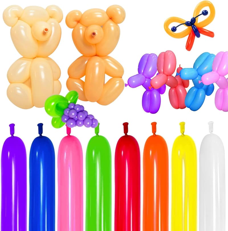 Balloon Animal Twisting Kit for Beginners - 100+ Balloons & Pump