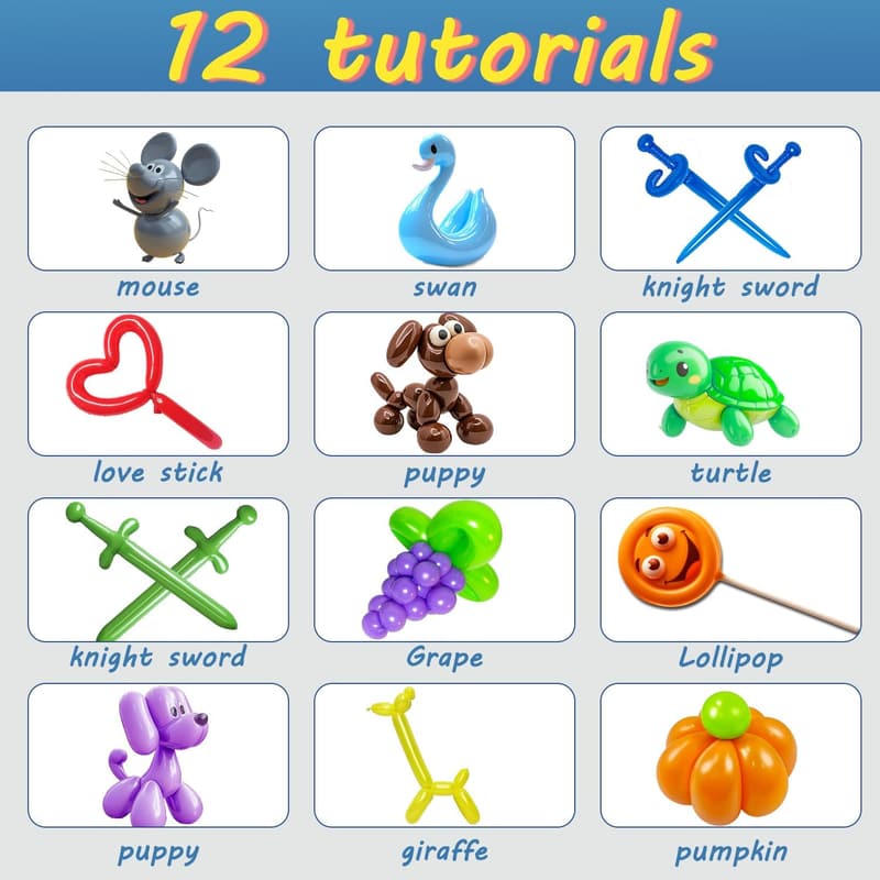 Balloon Animal Twisting Kit for Beginners - 100+ Balloons & Pump