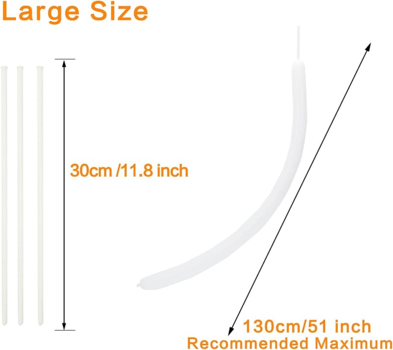 100 Pcs White Twisting Balloons for Parties and Events
