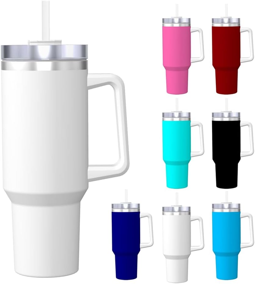 Custom Insulated 40oz Travel Tumbler with Handle & Straw