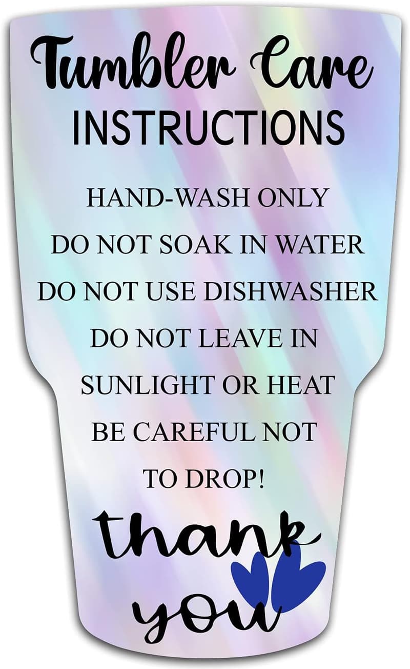 Tumbler Care Cards - 50 Pack Instructions for Small Businesses