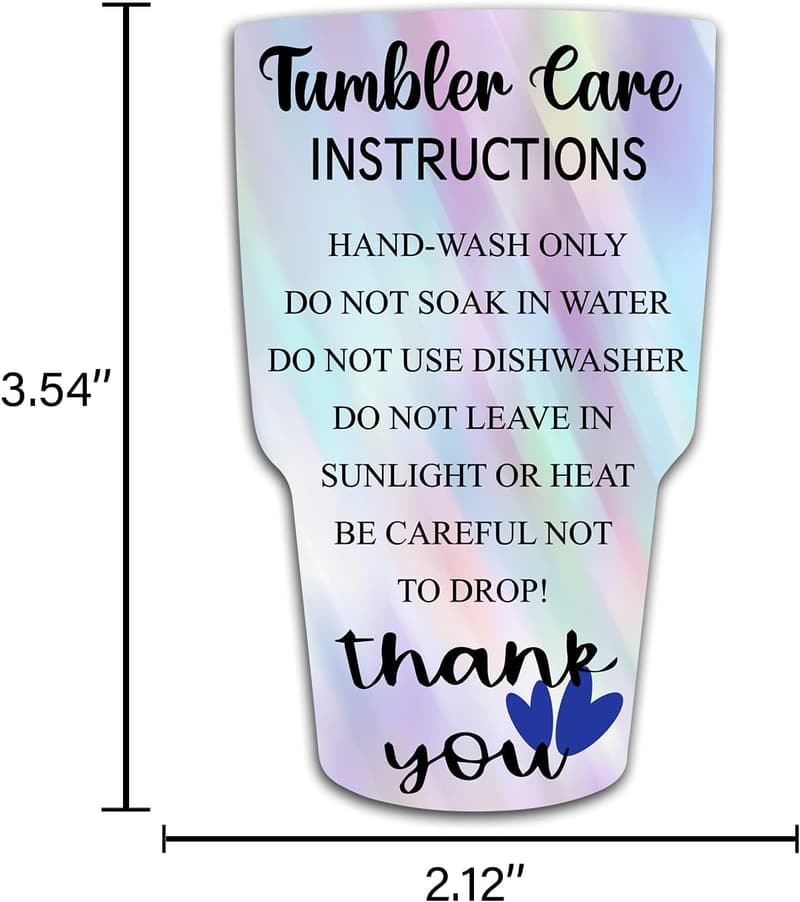 Tumbler Care Cards - 50 Pack Instructions for Small Businesses