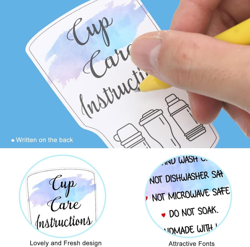 Tumbler Care Instructions Cards - 200 Pieces for Businesses