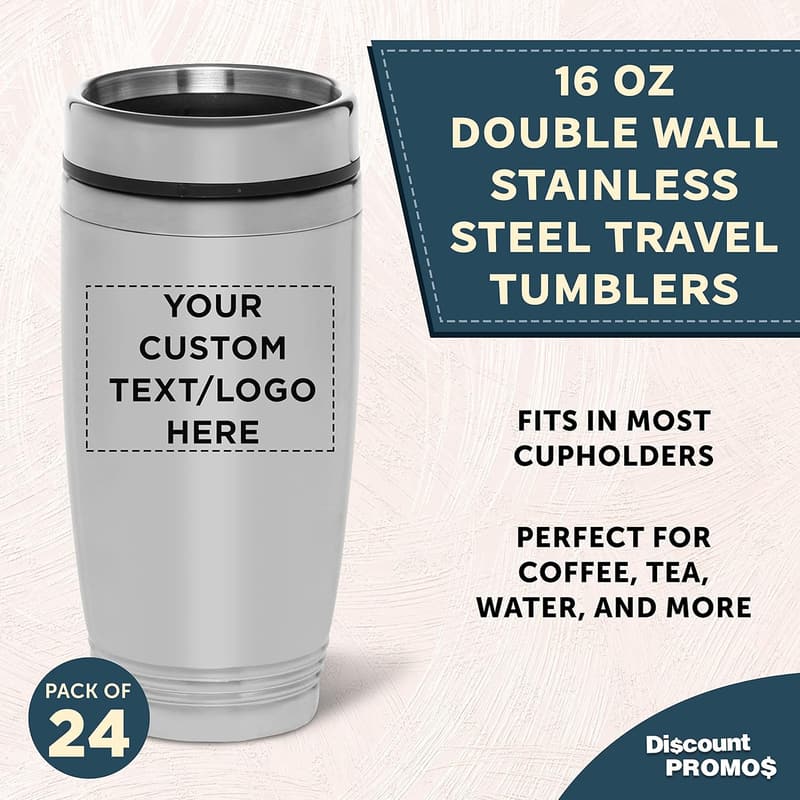 Personalized 16 oz Stainless Steel Tumblers - Set of 24