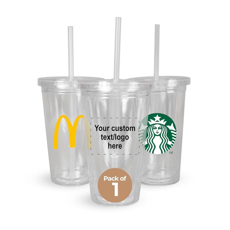 Personalized 16oz Clear Acrylic Tumblers - Insulated & BPA-Free