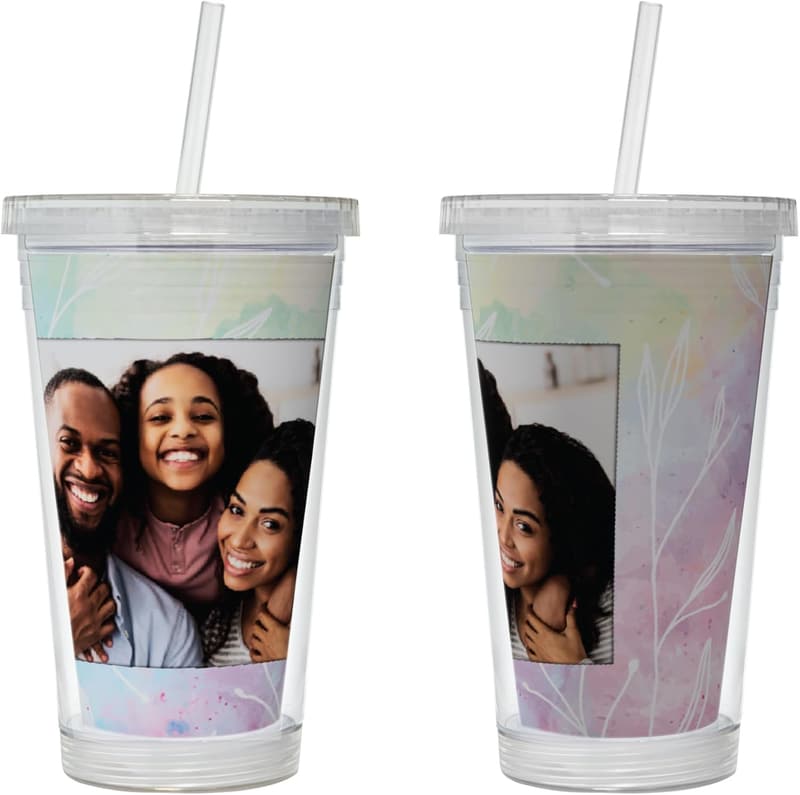 Acrylic Photo Tumbler with Straw