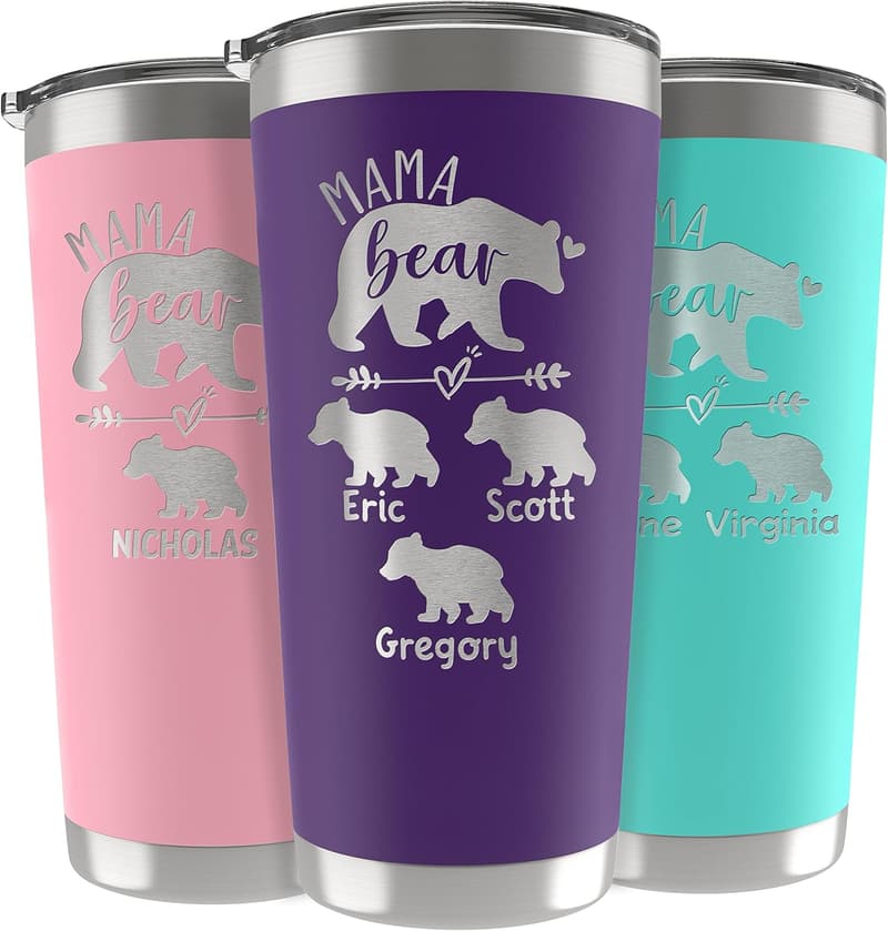Personalized Mama Bear Tumbler with Names - Gift for Mom