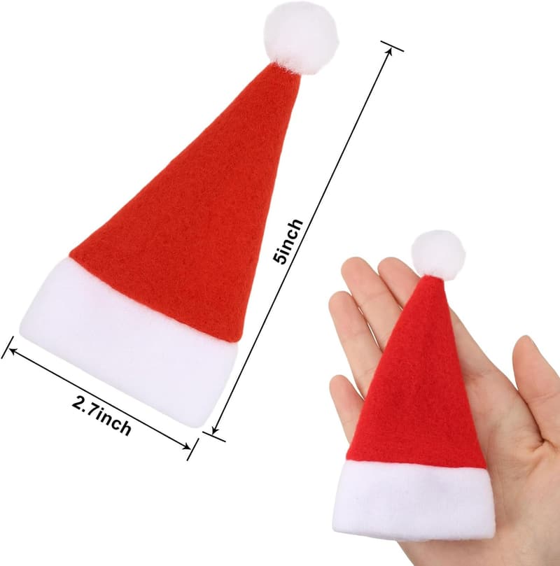 30 Pcs Mini Santa Hats for Christmas Table Decor
