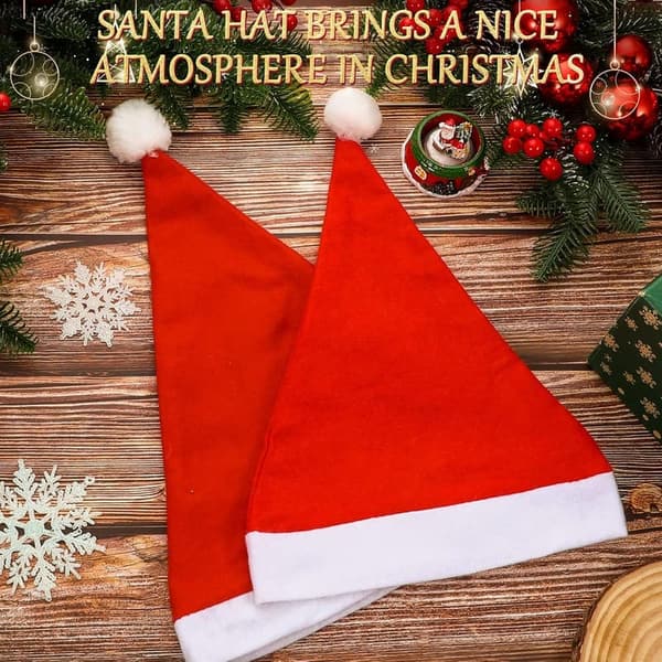 50 Pcs Santa Hats - Non-Woven Fabric Xmas Party Supplies