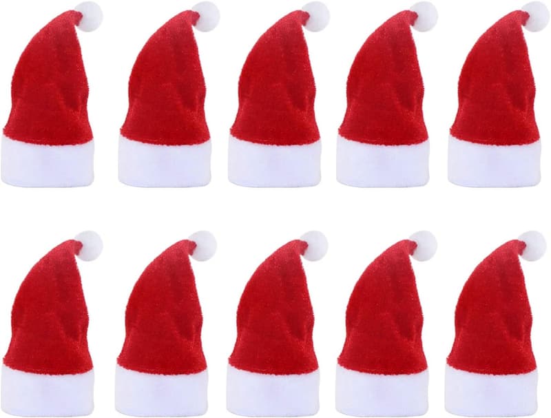 Mini Santa Hats (10 Pcs) - Craft Decorations for Christmas
