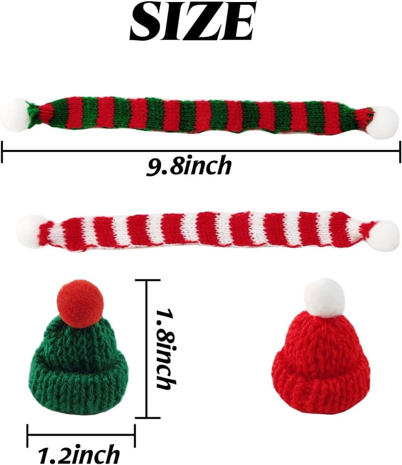 Christmas Mini Knit Hat and Scarf Set - 100PCS DIY Ornaments