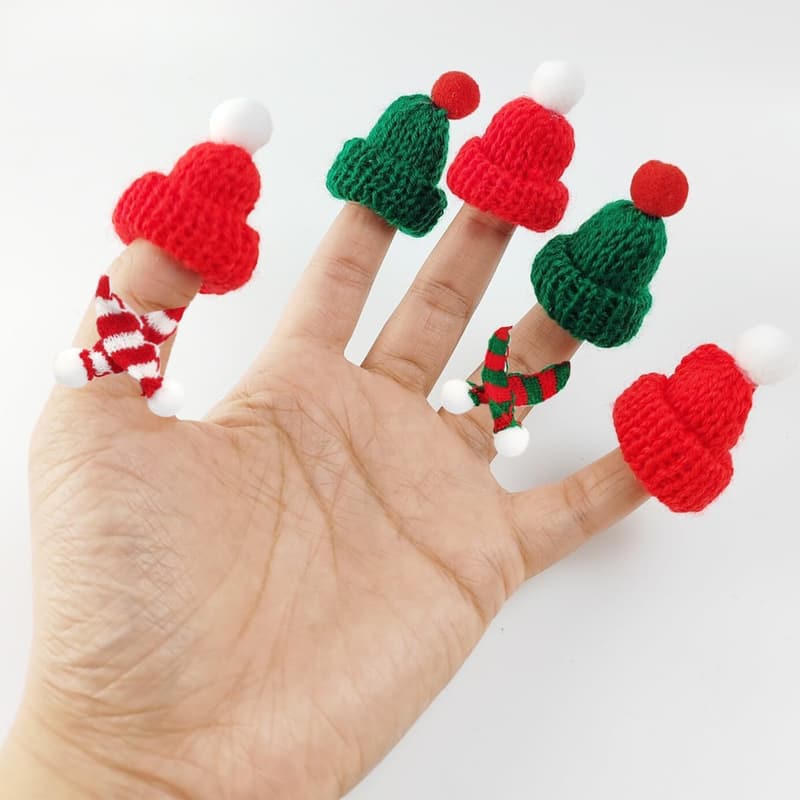 Christmas Mini Knit Hat and Scarf Set - 100PCS DIY Ornaments