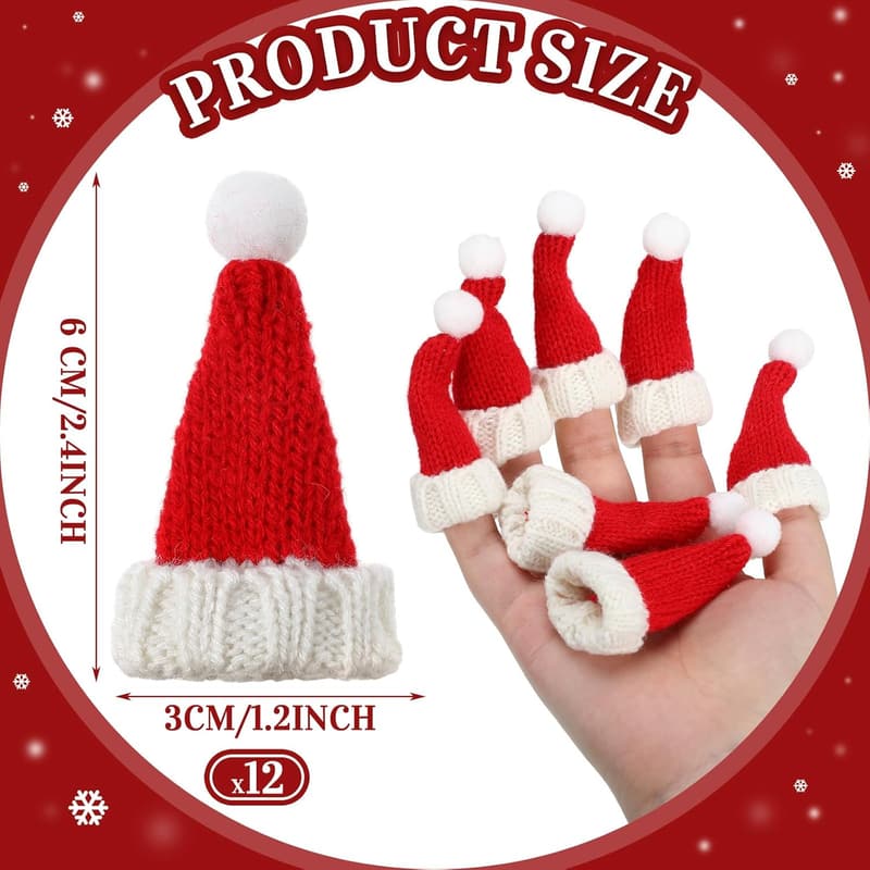 Mini Santa Hats for Crafts - Tiny Wine Bottle Holders (12 Pack)