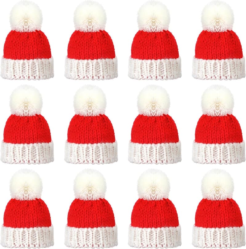 Mini Knit Santa Hats - 12 Pieces for Christmas Crafts