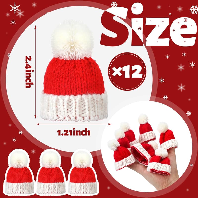 Mini Knit Santa Hats - 12 Pieces for Christmas Crafts