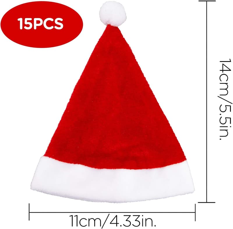Mini Santa Hats - 15pcs Christmas Table Decorations