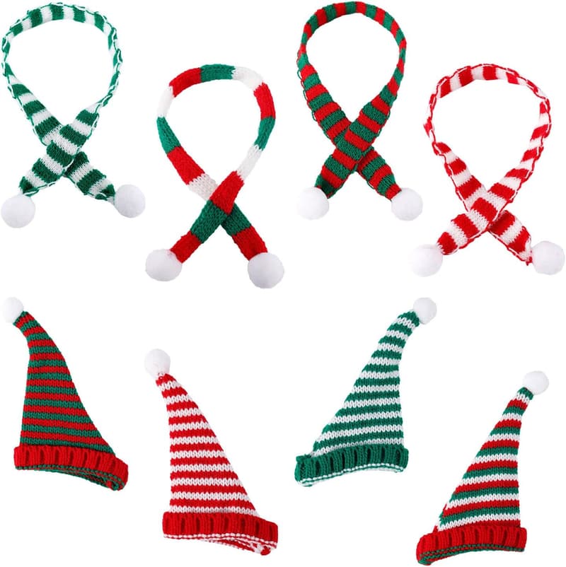 Mini Christmas Hats & Scarves Set for Tree & Bottle Decor