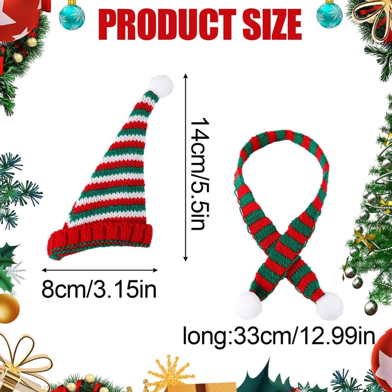 Mini Christmas Hats & Scarves Set for Tree & Bottle Decor