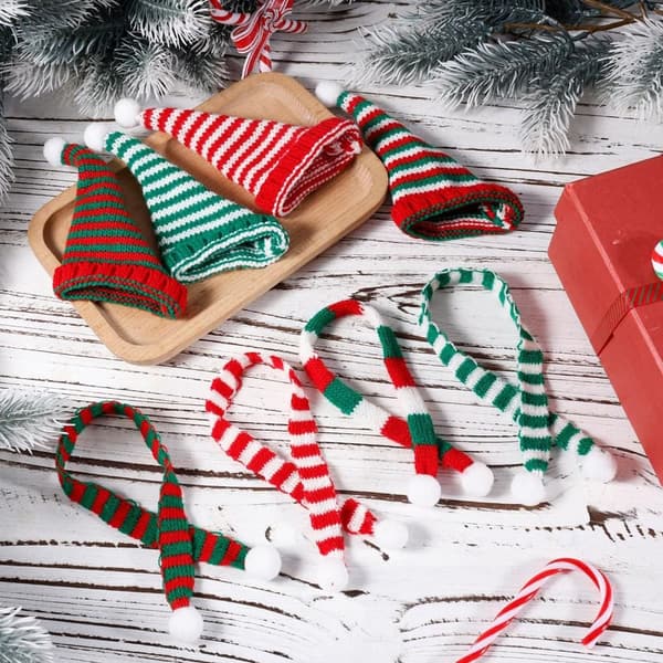 Mini Christmas Hats & Scarves Set for Tree & Bottle Decor