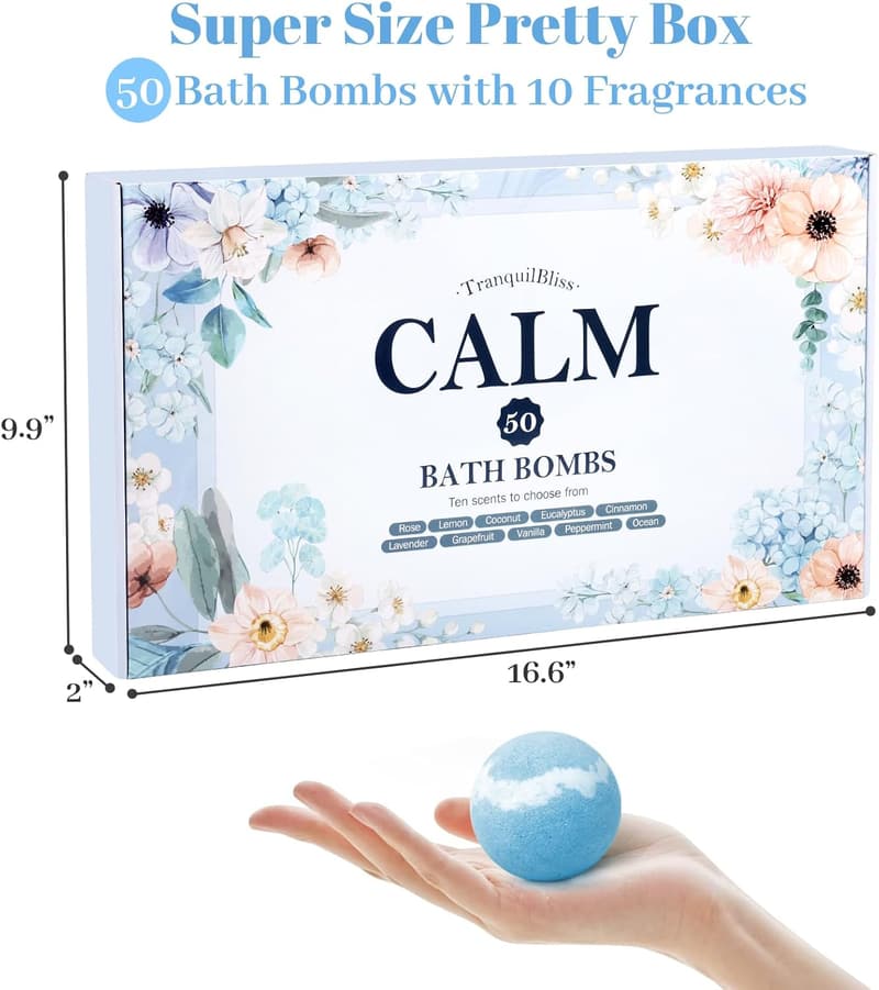 50-Piece Bath Bomb Set with Natural Ingredients for Women