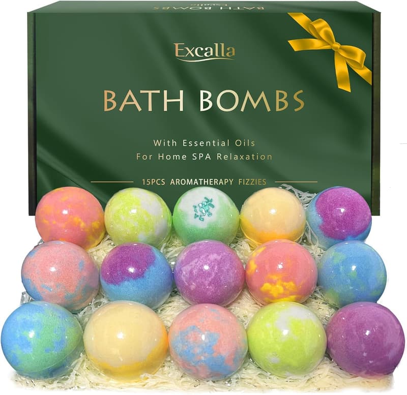 Spa Relaxing Bath Bomb Gift Set for Women, 15 Handmade Moisturizers