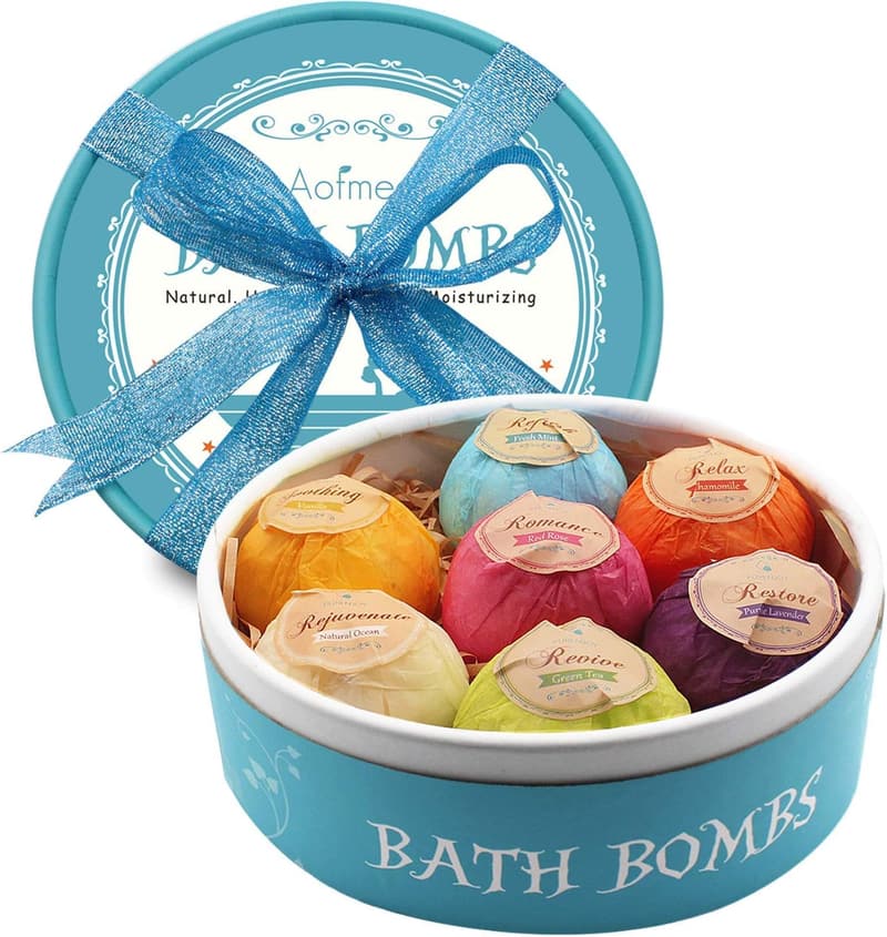 Natural Handmade Bath Bombs Gift Set for Women - 7pcs Fizzies