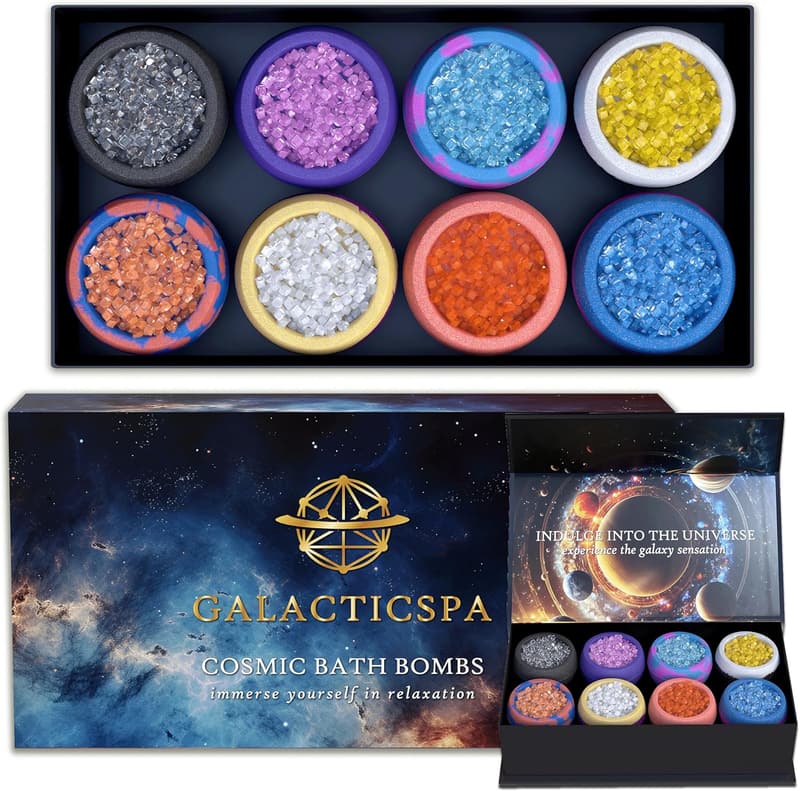 Handmade Cosmic Crystal Bath Bomb Gift Set - Vegan Spa Luxury