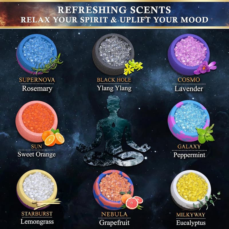 Handmade Cosmic Crystal Bath Bomb Gift Set - Vegan Spa Luxury