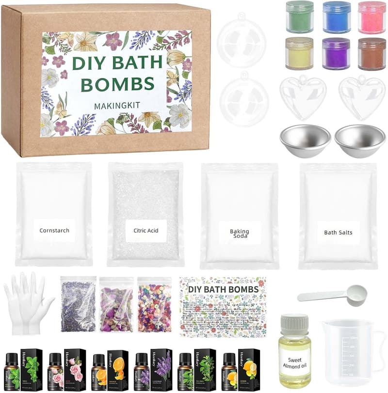 Floral DIY Bath Bomb Making Kit, 33 Pcs with Molds
