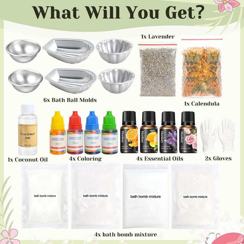 DIY Bath Bomb Making Kit for Women - 23 pcs with Stainless Steel Molds
