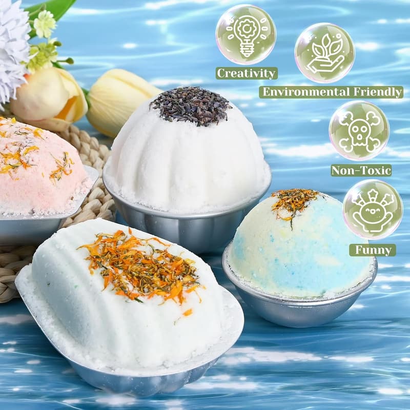 DIY Bath Bomb Making Kit for Women - 23 pcs with Stainless Steel Molds