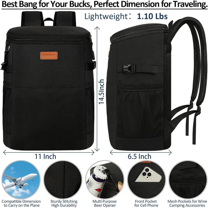 Insulated Waterproof Cooler Backpack for 30 Cans