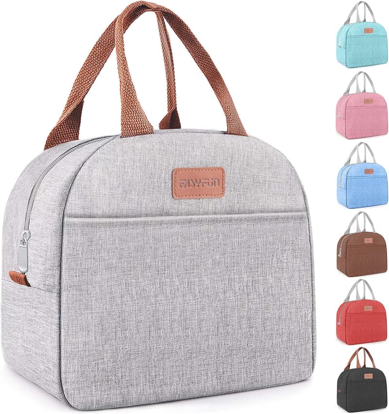 Insulated Grey Lunch Bag for Work and Travel