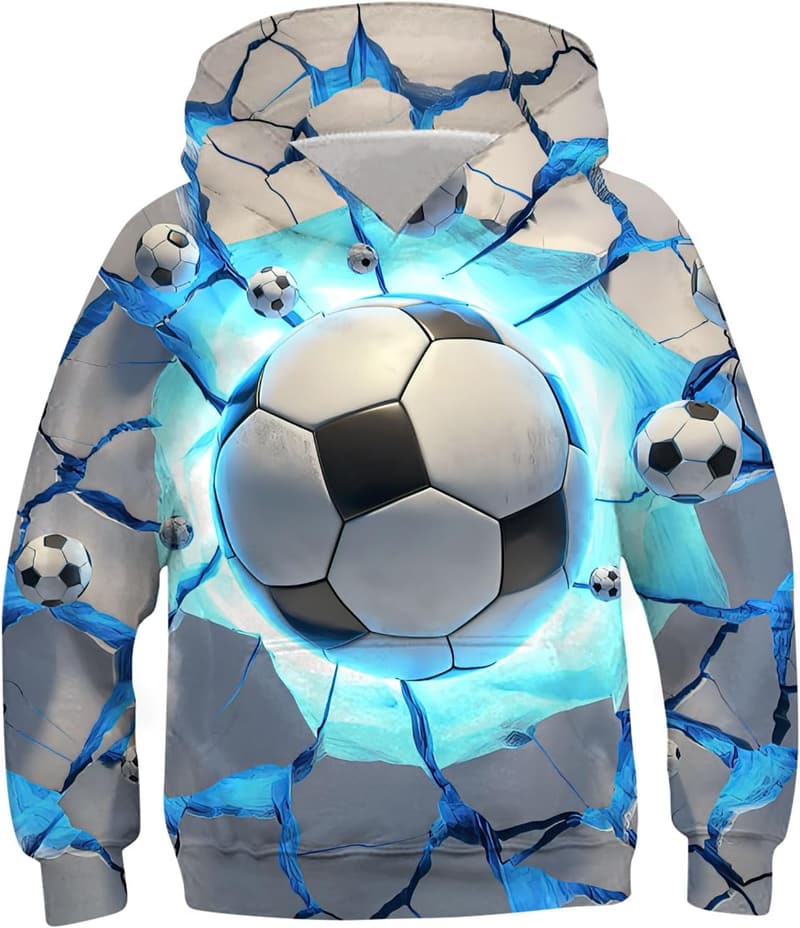 Boys' Casual 3D Graphic Hoodie, Sizes 7-14T