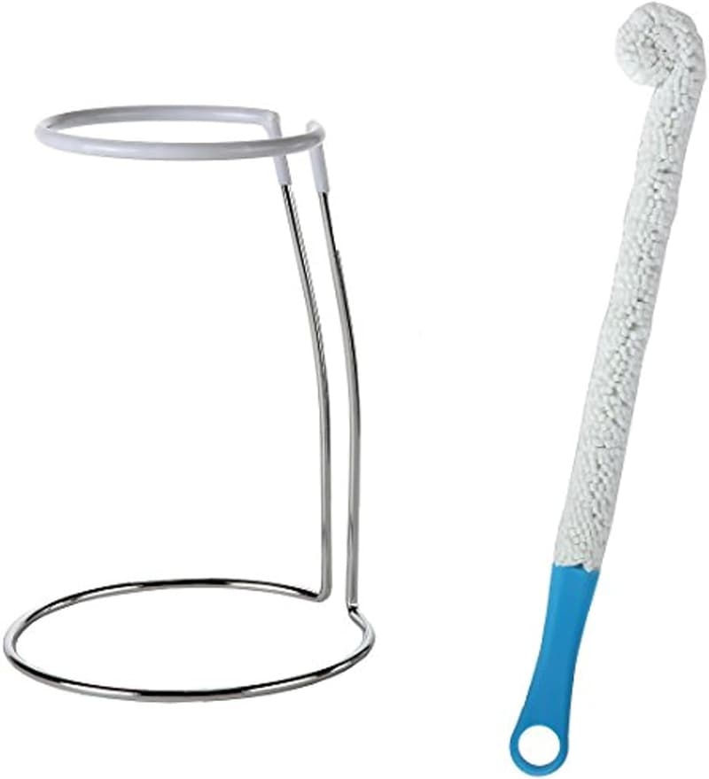 Wine Decanter Drying Stand with Rubber Coated Top and Brush