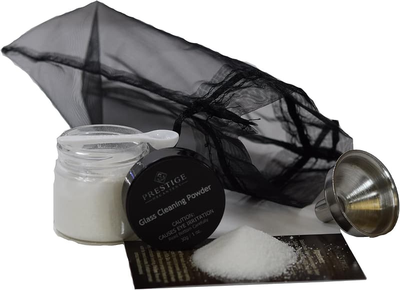 Decanter Cleaning Kit with Stainless Steel Funnel & Powder