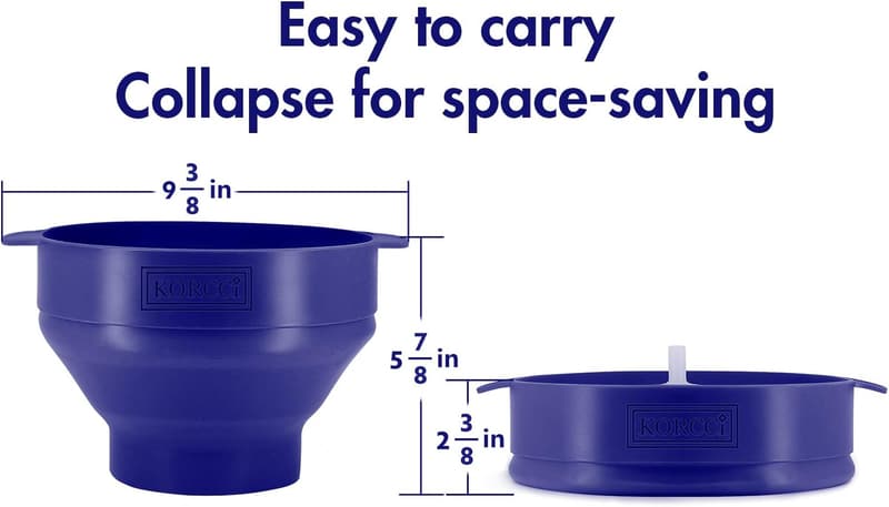 Microwaveable Silicone Popcorn Popper Bowl - Collapsible & Dishwasher Safe (Blue)