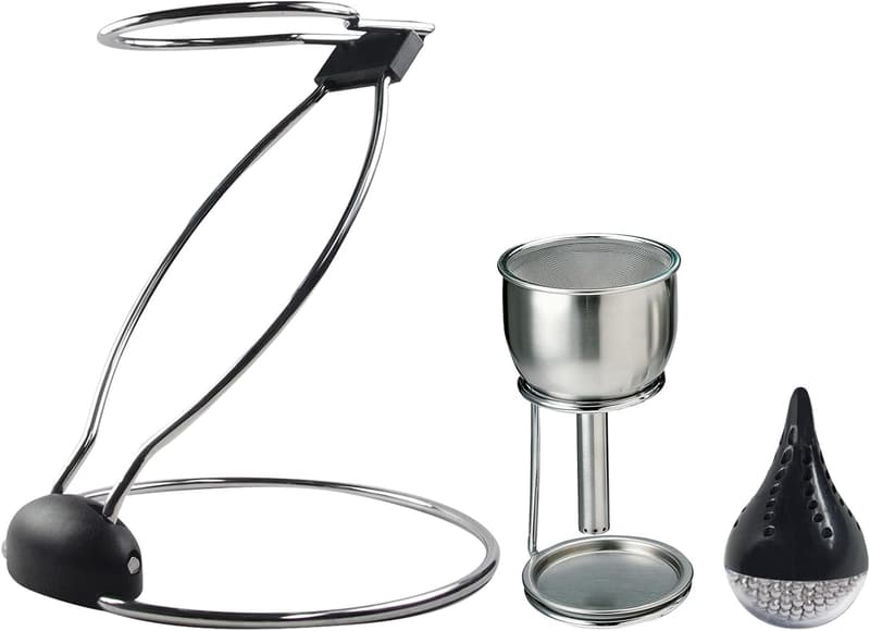 Foldable Decanter Rack with Cleaning Beads and Wine Aerator