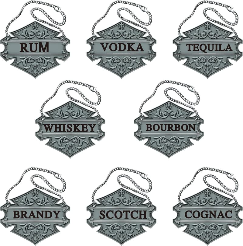 Elegant Stainless Steel Decanter Tags Set for Home Bars