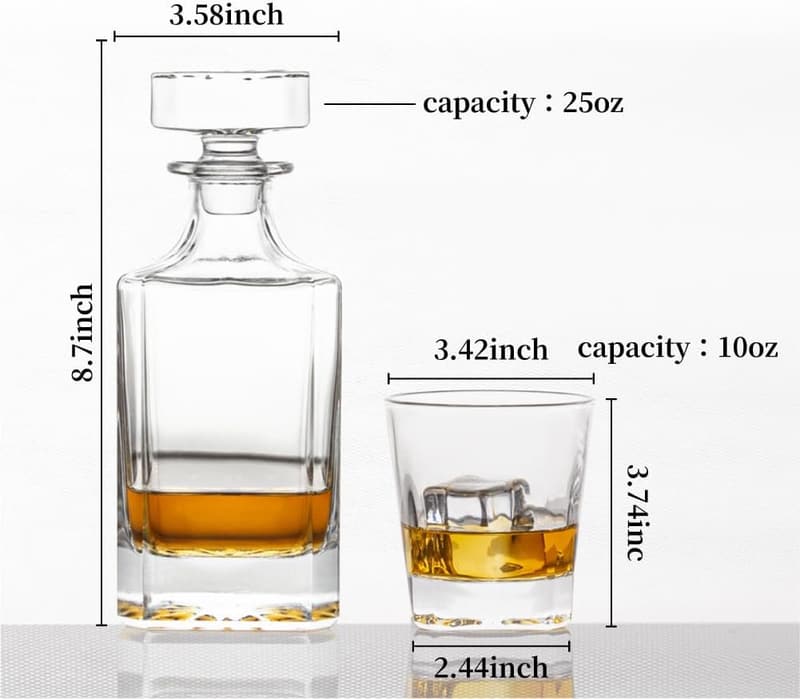 Whiskey Decanter Set with 2 Glasses – Gift for Men & Women