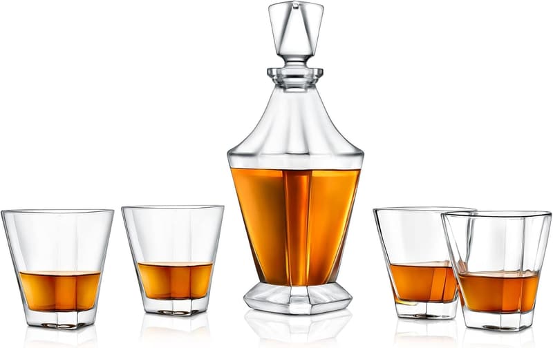Luxury Whiskey Decanter Set with 4 Glasses - Ideal Housewarming Gift